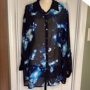 Cato Black Notched Collar Long Sleeve Button Down Shirt